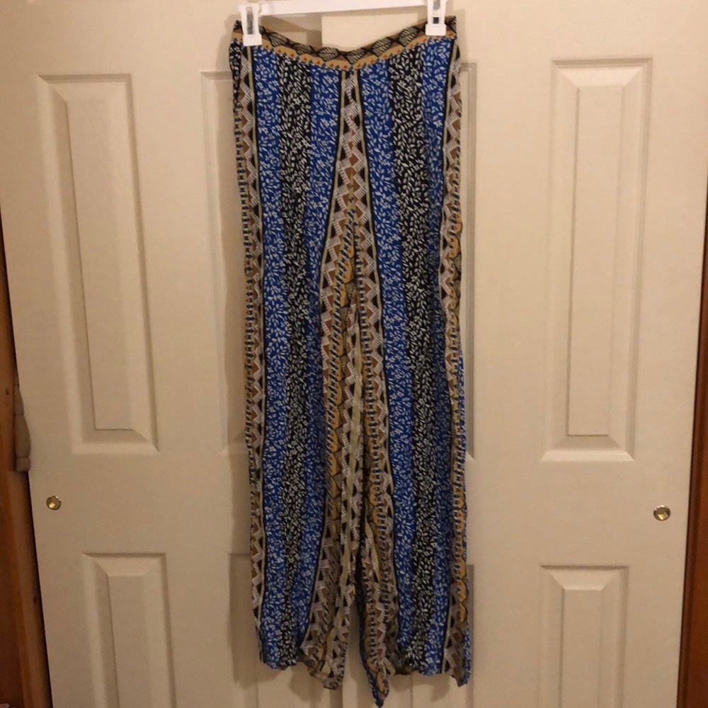 Patterned flowy pants.